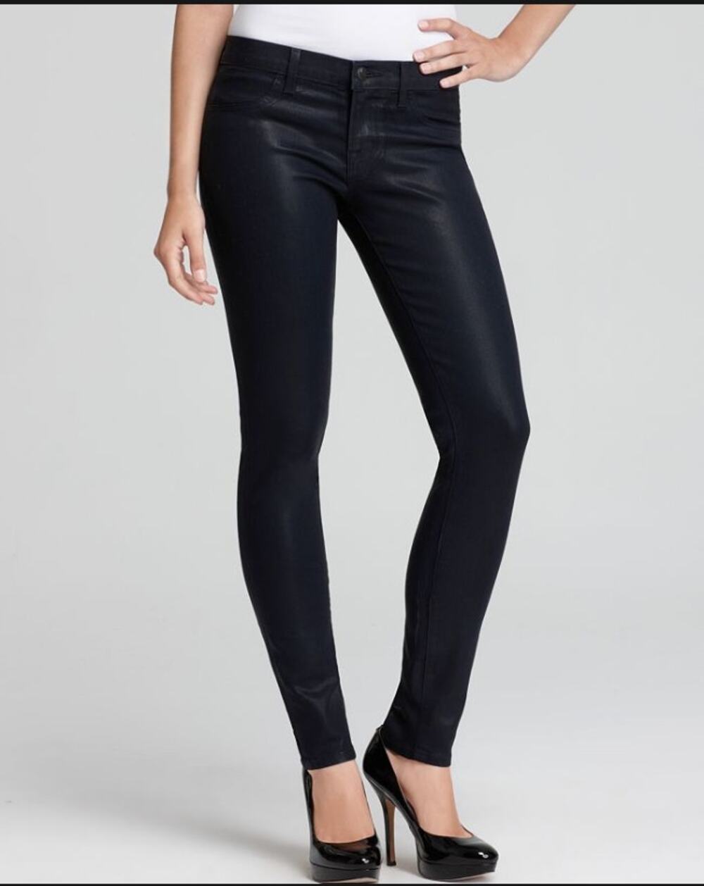 J.Brand Dark Blue Coated Denim Skinny Jeans Cotton Stretch 5-Pocket Medium 28